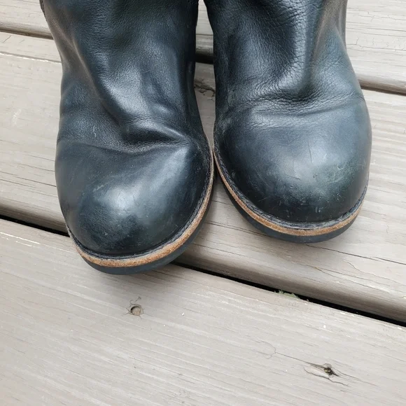 Coach Valentine Embossed Signature C Logo Black Leather Chunky Heel Zip Mid Boot - Picture 6 of 9